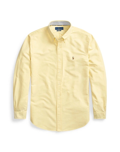 Shop Polo Ralph Lauren Custom Fit Oxford Shirt Man Shirt Yellow Size M Cotton