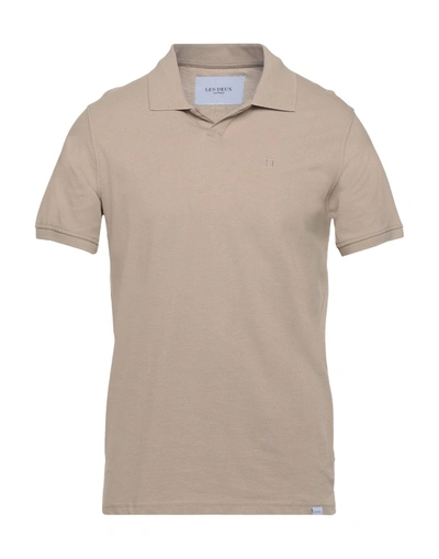 Shop Les Deux Man Polo Shirt Khaki Size S Cotton In Beige