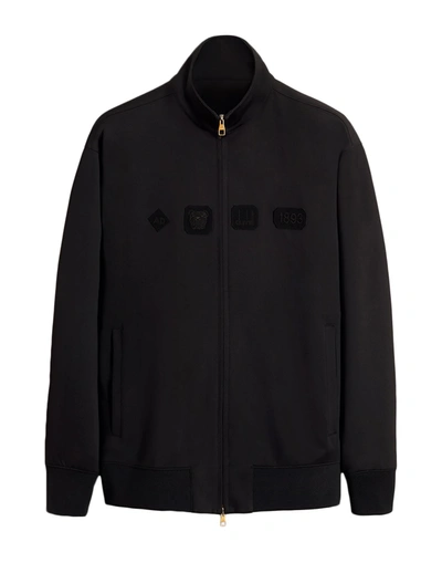 Shop Dunhill Man Sweatshirt Black Size Xxl Polyester, Elastane