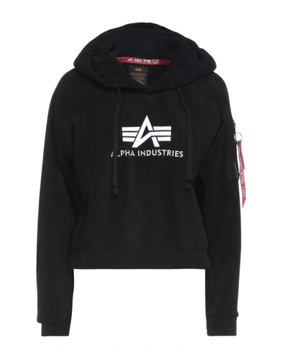 Shop Alpha Industries Woman Sweatshirt Black Size Xs Polyester