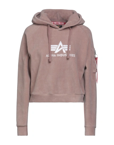 Shop Alpha Industries Woman Sweatshirt Dove Grey Size Xs Polyester