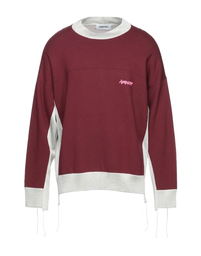 Shop Ambush Man Sweatshirt Burgundy Size 1 Cotton, Acrylic, Viscose In Red