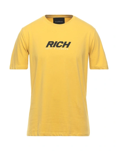 Shop John Richmond Man T-shirt Yellow Size Xxl Cotton, Elastane