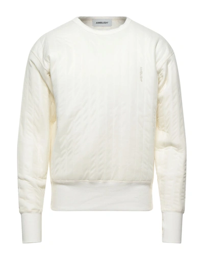 Shop Ambush Man Sweatshirt Ivory Size 1 Polyester, Cotton, Polyurethane, Viscose In White