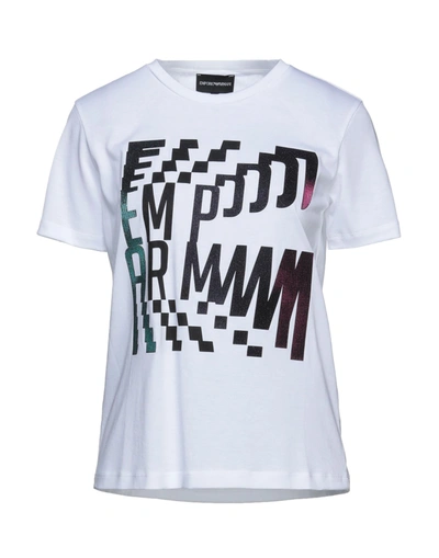 Shop Emporio Armani Woman T-shirt White Size 14 Lyocell, Cotton, Polyester