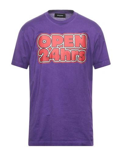Shop Dsquared2 Man T-shirt Purple Size Xs Cotton