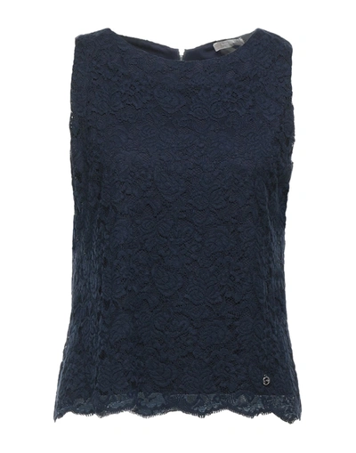 Shop Nero Giardini Tops In Dark Blue