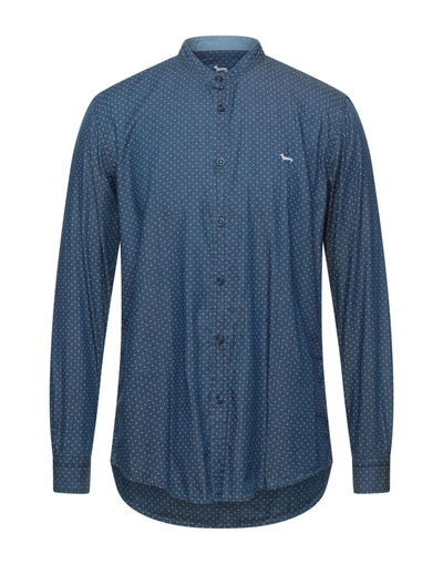 Shop Harmont & Blaine Denim Shirts In Blue
