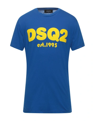 Shop Dsquared2 Man T-shirt Bright Blue Size M Cotton