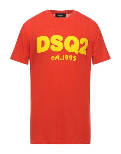 Shop Dsquared2 Man T-shirt Orange Size L Cotton