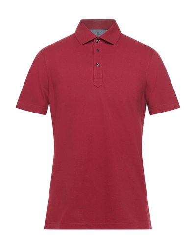 Shop Brunello Cucinelli Man Polo Shirt Brick Red Size M Cotton