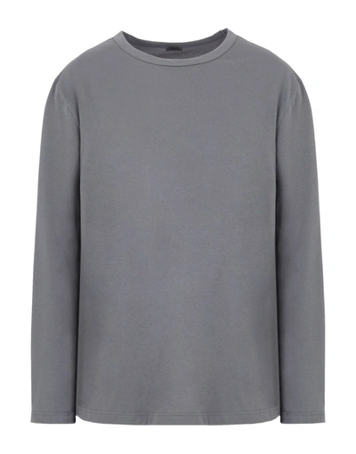 Shop 8 By Yoox Organic Cotton Basic L/sleeve T-shirt Man T-shirt Lead Size Xxl Organic Cotton In Grey