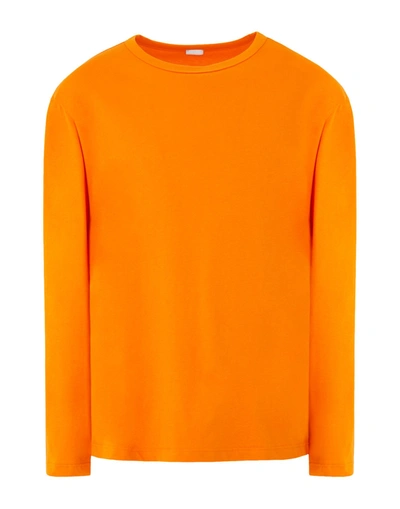 Shop 8 By Yoox Organic Cotton Basic L/sleeve T-shirt Man T-shirt Orange Size Xxl Organic Cotton