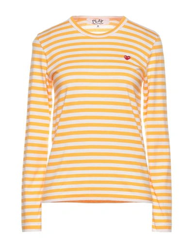 Shop Comme Des Garçons Play Woman T-shirt Orange Size M Cotton