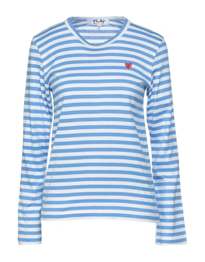 Shop Comme Des Garçons Play Woman T-shirt Azure Size Xs Cotton In Blue