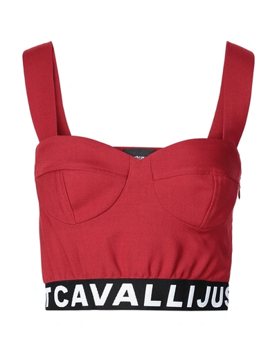Shop Just Cavalli Woman Top Burgundy Size 6 Viscose, Virgin Wool, Elastane In Red