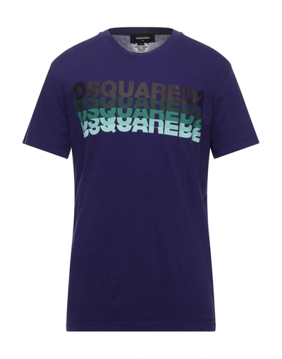 Shop Dsquared2 Man T-shirt Dark Purple Size L Cotton