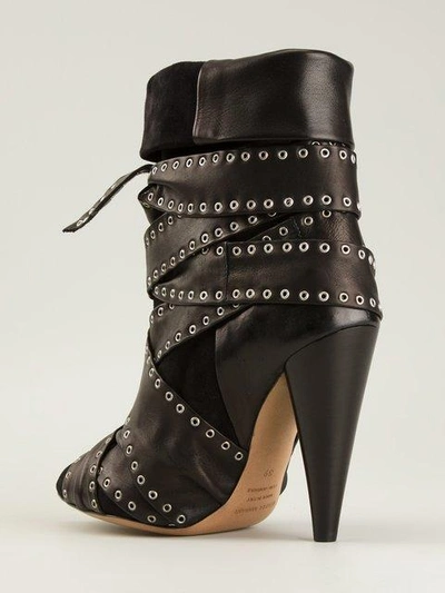 Isabel Marant Woman Aleen Belted Leather And Suede Ankle Boots Black