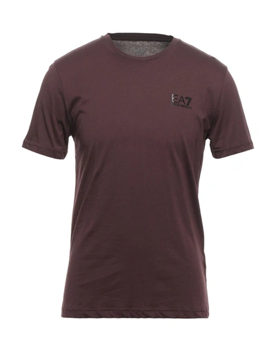 Shop Ea7 Man T-shirt Deep Purple Size L Cotton