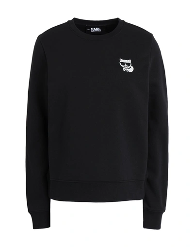 Shop Karl Lagerfeld Ikonik Mini Choupette Rs Sweat Woman Sweatshirt Black Size S Cotton, Polyester