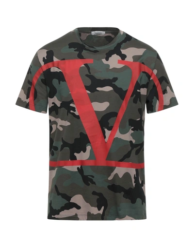 Shop Valentino Garavani Man T-shirt Military Green Size Xs Cotton
