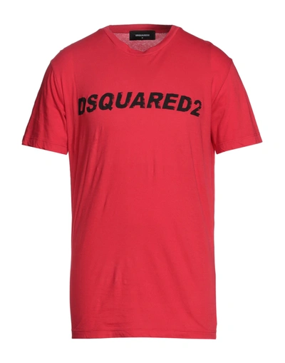 Shop Dsquared2 Man T-shirt Red Size S Cotton