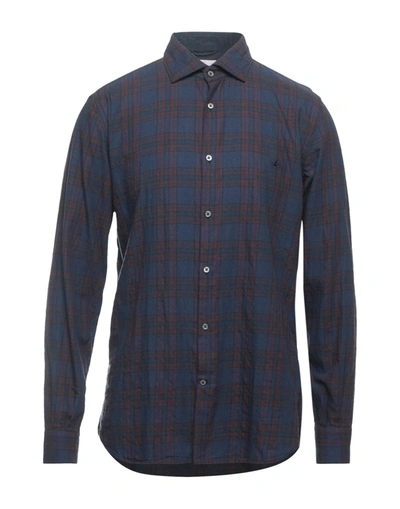 Shop Brooksfield Man Shirt Navy Blue Size 15 ½ Cotton In Dark Blue