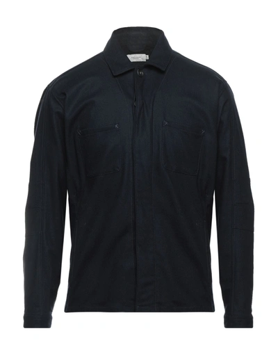 Shop Weber+weber Sartoria Man Shirt Midnight Blue Size 46 Virgin Wool, Polyamide, Cashmere, Elastane In Dark Blue