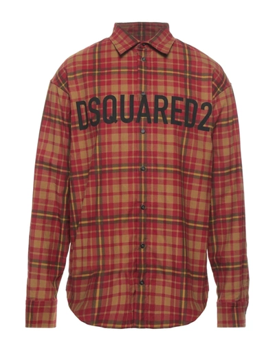 Shop Dsquared2 Man Shirt Red Size 44 Cotton