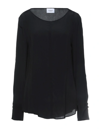 Shop Dondup Woman Top Black Size 8 Acetate, Silk