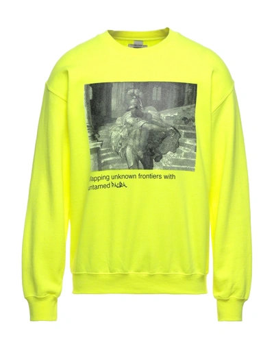 Shop Paura Man Sweatshirt Yellow Size M Cotton, Polyester