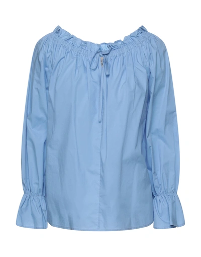 Shop L'autre Chose L' Autre Chose Woman Top Azure Size 6 Cotton In Blue