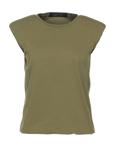Shop Federica Tosi Woman Top Military Green Size 8 Cotton