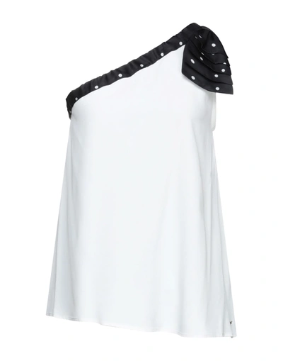 Shop Cristinaeffe Woman Top White Size 12 Acrylic, Silk