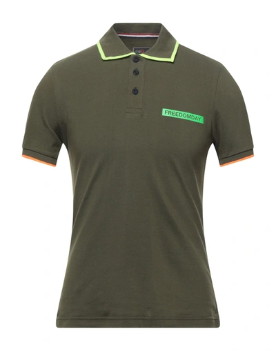 Shop Freedomday Man Polo Shirt Military Green Size S Cotton