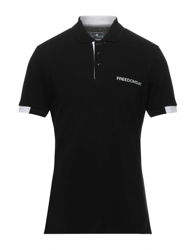 Shop Freedomday Man Polo Shirt Black Size Xs Cotton