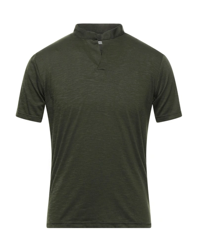 Shop Grey Daniele Alessandrini Man T-shirt Military Green Size S Cotton, Elastane