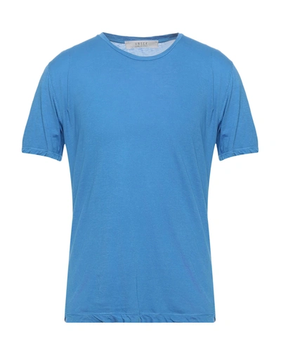 Shop Vneck Man T-shirt Azure Size S Cotton, Silk In Blue