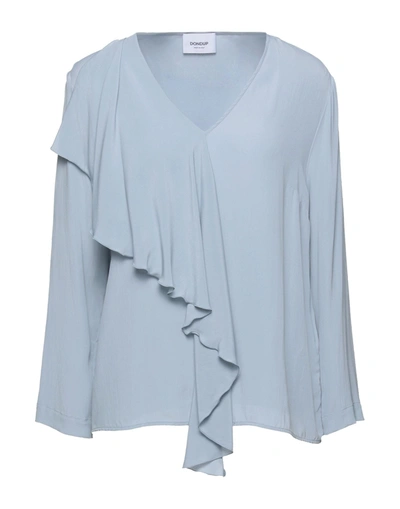 Shop Dondup Woman Top Light Grey Size 8 Acetate, Silk