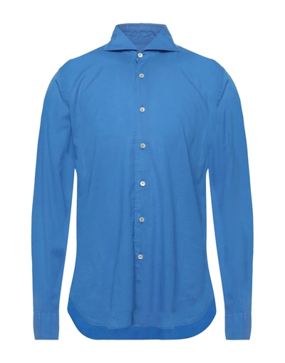 Shop Fedeli Shirts In Bright Blue