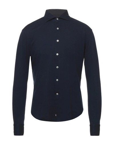 Shop Alessandro Gherardi Man Shirt Midnight Blue Size 17 ½ Cotton