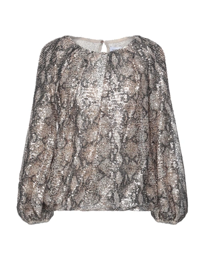 Shop Atos Lombardini Woman Top Khaki Size 2 Polyester, Elastane In Beige
