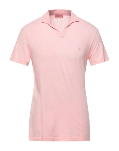 Shop Brooksfield Man Polo Shirt Pink Size 38 Cotton
