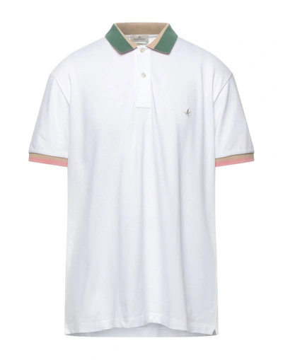 Shop Brooksfield Man Polo Shirt White Size 44 Cotton, Elastane
