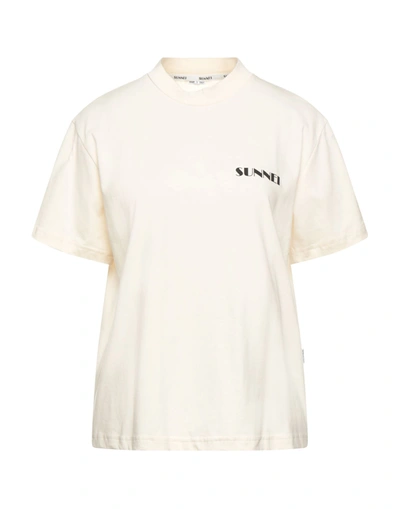 Shop Sunnei Woman T-shirt Ivory Size L Cotton, Elastane In White