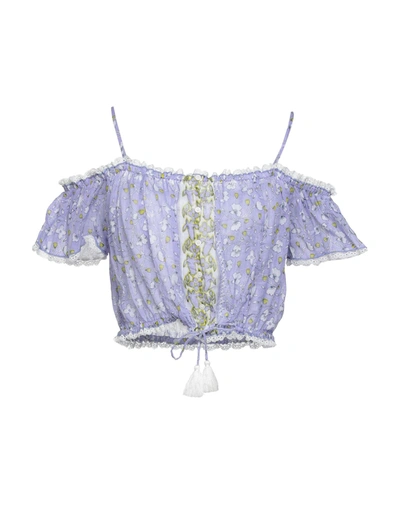 Shop Poupette St Barth Woman Top Lilac Size Xs Cotton In Purple