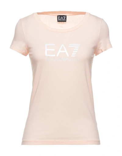 Shop Ea7 T-shirts In Blush