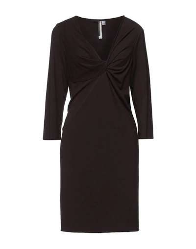 Shop Rn Convertible Woman Mini Dress Dark Brown Size L Polyester, Viscose, Elastane, Soft Leather