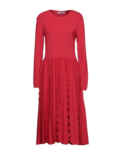 Shop Valentino Garavani Woman Midi Dress Red Size S Viscose, Polyester