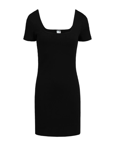 Shop Puma Classics Square Neck Ribbed Dress Woman Mini Dress Black Size M Cotton, Polyester, Elastane